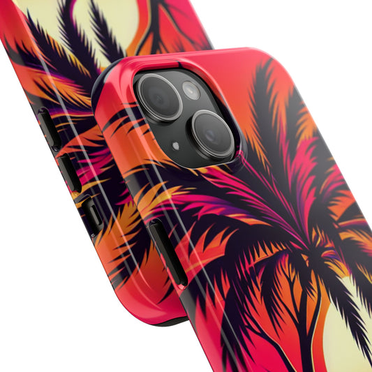 Tropical Town Tough Phone Case - Vibrant Beach Sunset Design