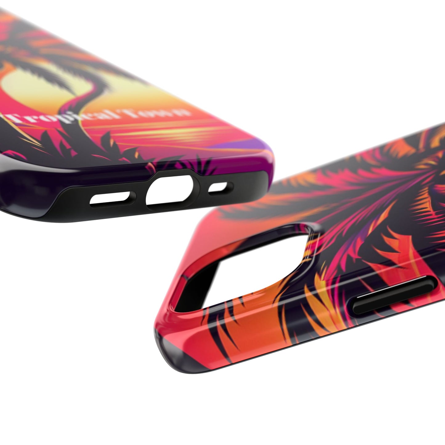 Tropical Town Tough Phone Case - Vibrant Beach Sunset Design